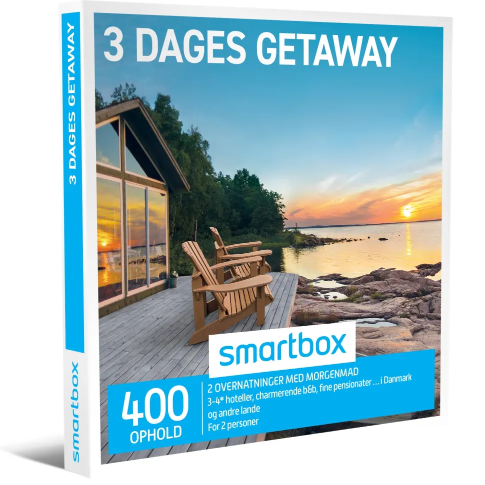 3 dages getaway: 2 overnatninger med morgenmad for 2 personer (Oplevelsesgave, Gavekort)