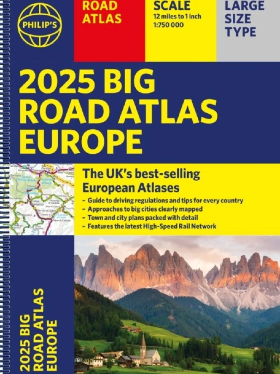 2025 Philip's Big Road Atlas of Europe: (A3 Spiral Binding) (Bog, Spiral bound, Engelsk) af Philip's Maps