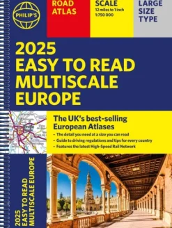 2025 Philip's Easy to Read Multiscale Road Atlas Europe: (A4 Spiral binding) (Bog, Spiral bound, Engelsk) af Philip's Maps