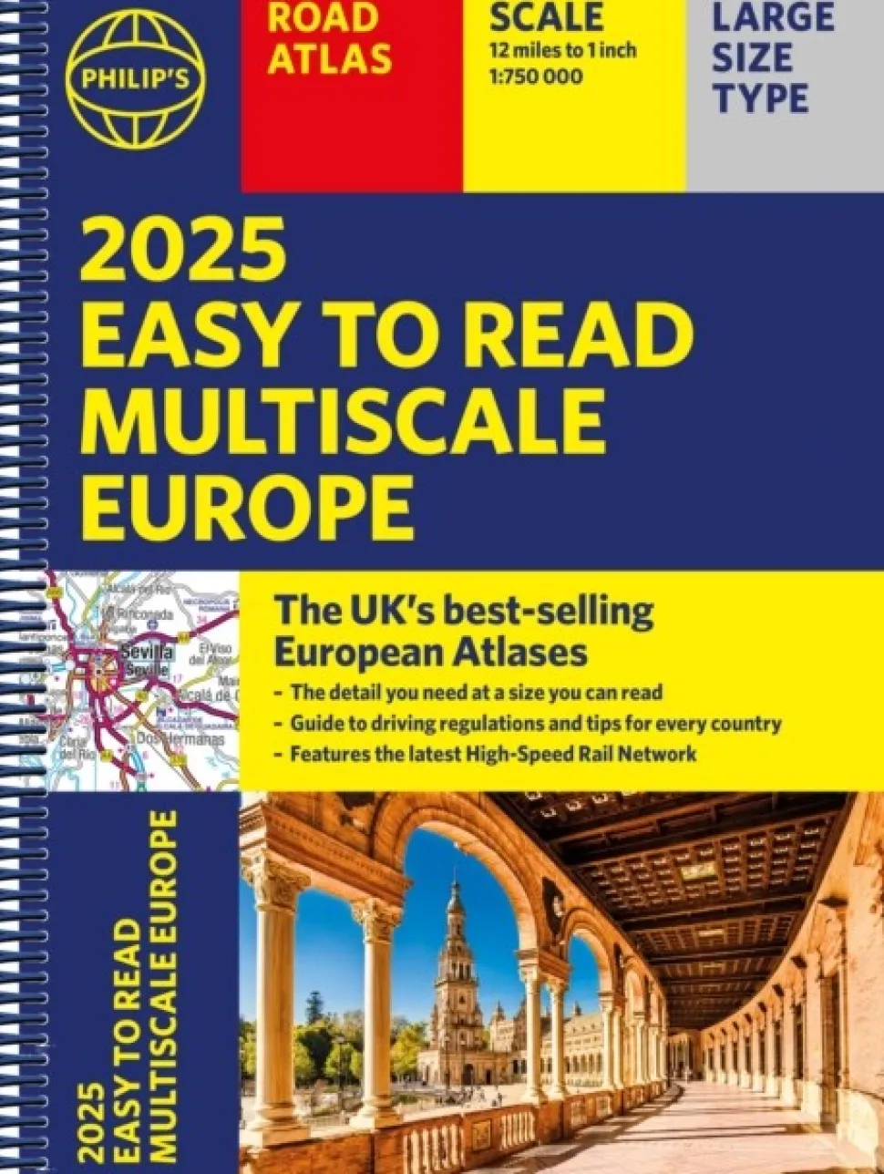 2025 Philip's Easy to Read Multiscale Road Atlas Europe: (A4 Spiral binding) (Bog, Spiral bound, Engelsk) af Philip's Maps