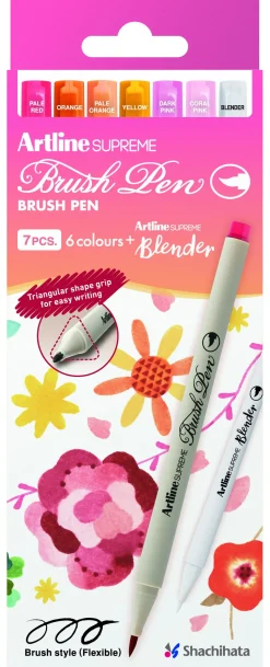 Artline Supreme Pensel Pen Blomster (7) (Kontorartikler)