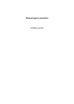 Beslutningens paradoks (Ebog, pdf, Dansk) af Niklas Luhmann
