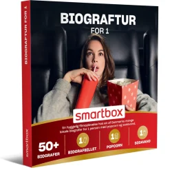 Biograftur for 1 – Lokale biografer: 1 biografbillet, 2.5 l popcorn og 0.5 l sodavand... (Oplevelsesgave, Gavekort)