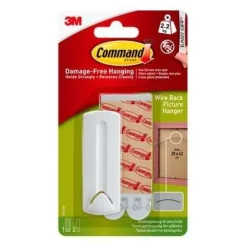 Command billedophæng til wire, hvid, 1 ophæng + 2 vandbestan (Kontorartikler)