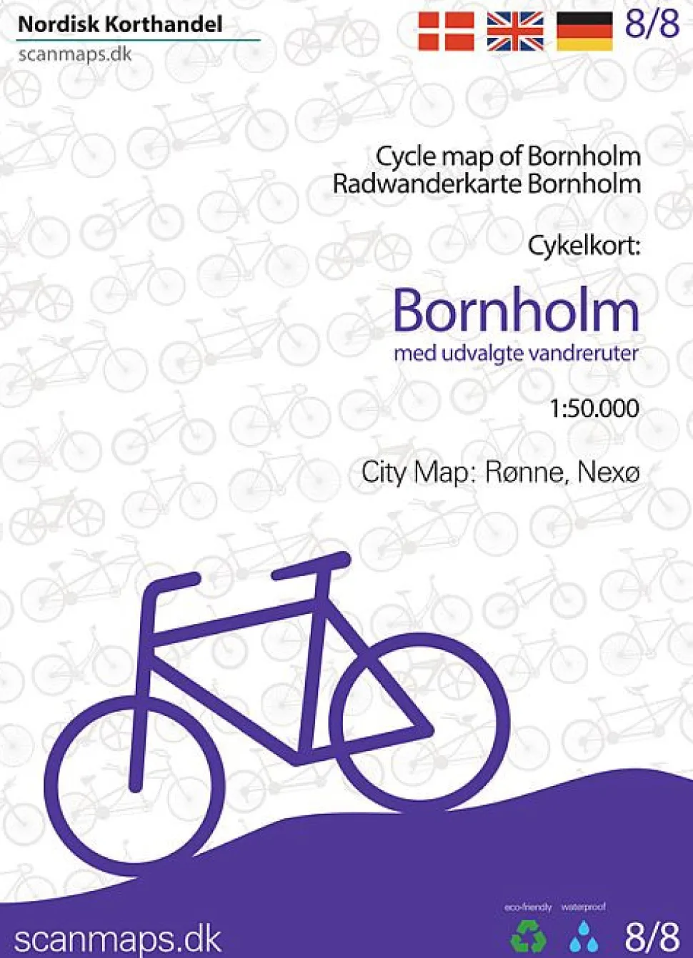 Cykelkort Bornholm: kort 8 (Kort falset lamineret, Dansk)