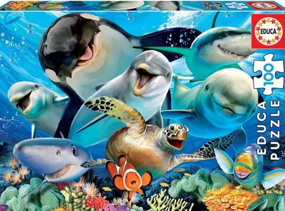 Educa Puzzle - 100 Brikker - Underwater Selfie (Spil)