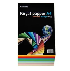 Farvet papir A4 80 gr. ass. farver (250) (Kontorartikler)