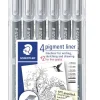 Fineliner pigment liner ass sort (6) (Kontorartikler)