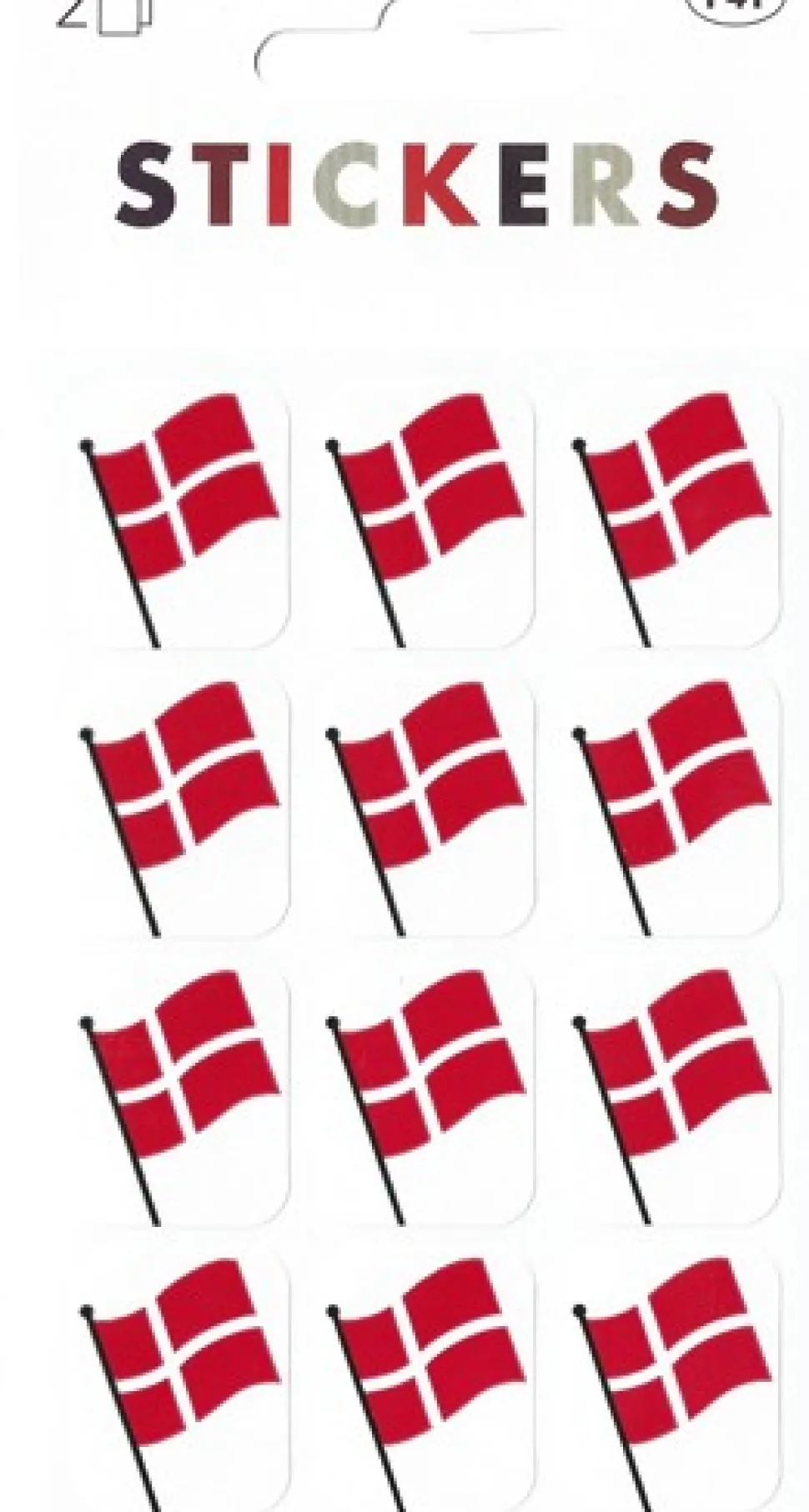 Flag på pind oblat stor (Klistermærker)