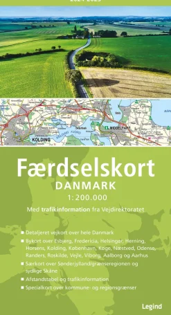 Færdselskort Danmark 2024-2025 (Bog, Spiralryg, Dansk)