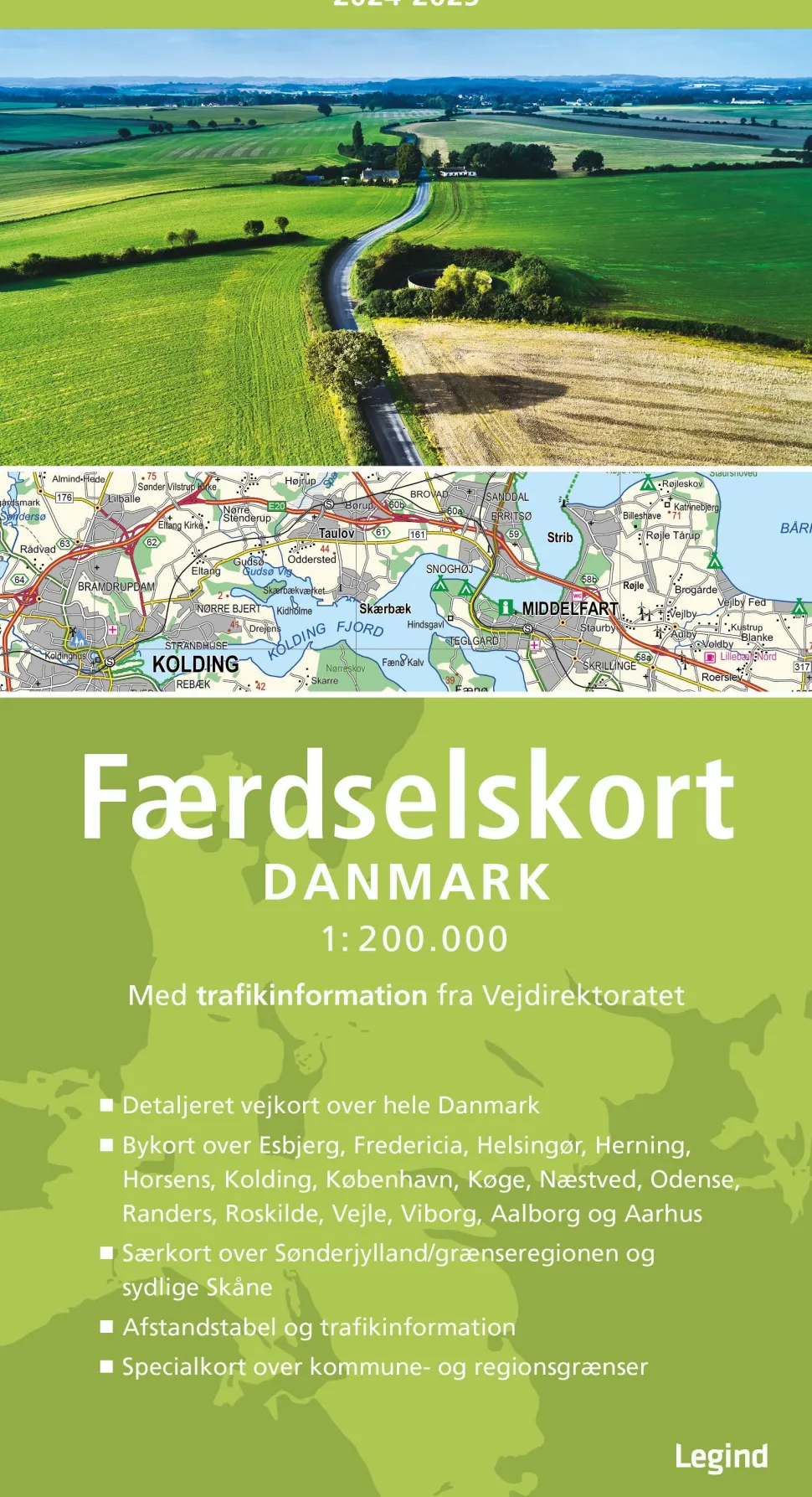 Færdselskort Danmark 2024-2025 (Bog, Spiralryg, Dansk)