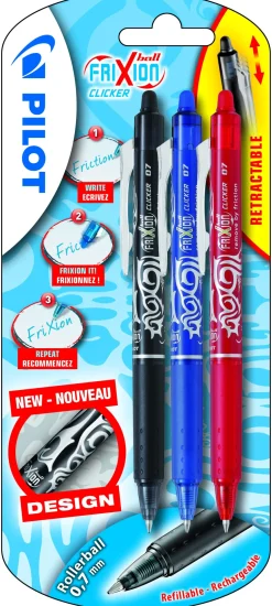 Frixion Clicker m/klik 0,7 blister ass (3) (Kontorartikler)
