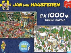 Jan van Haasteren Comic Puzzle x2- Christmas Dinner / Christmas Tree Market - 1000 br... (Spil)