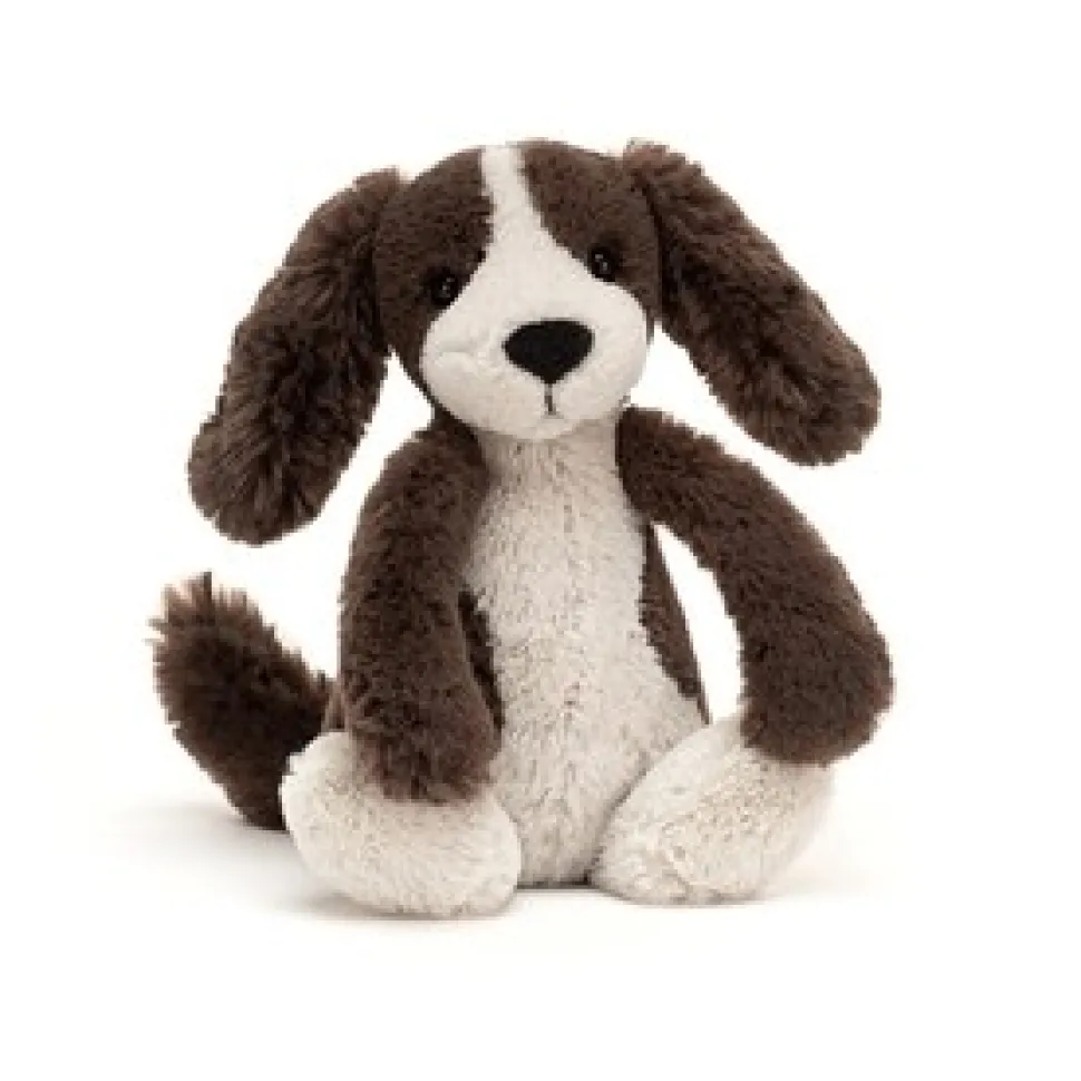 Jellycat Bashful hund brun/hvid, lille 18 cm