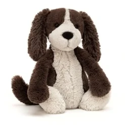 Jellycat Bashful hund, brun/hvid, mellem 31 cm