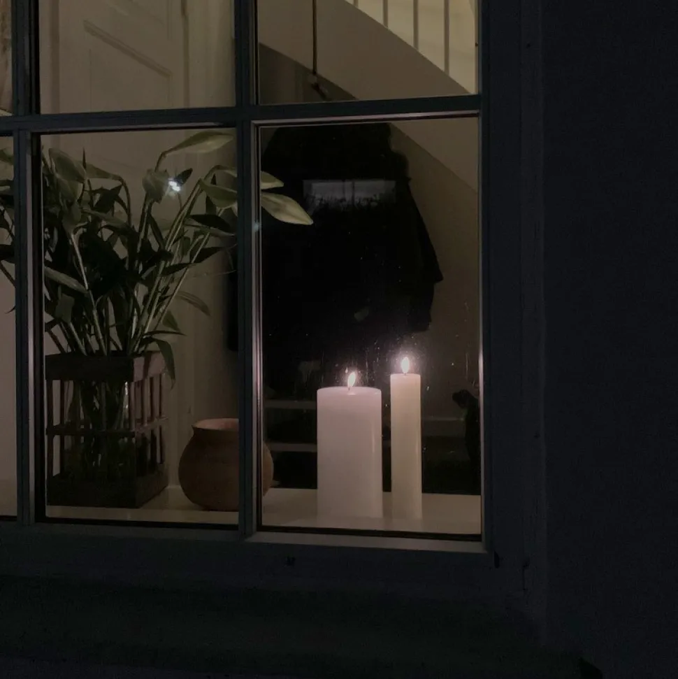 Kronelys: dobbeltpakke (Ivory - 2 x 2,3 x 20,5 CM) (LED-lys)