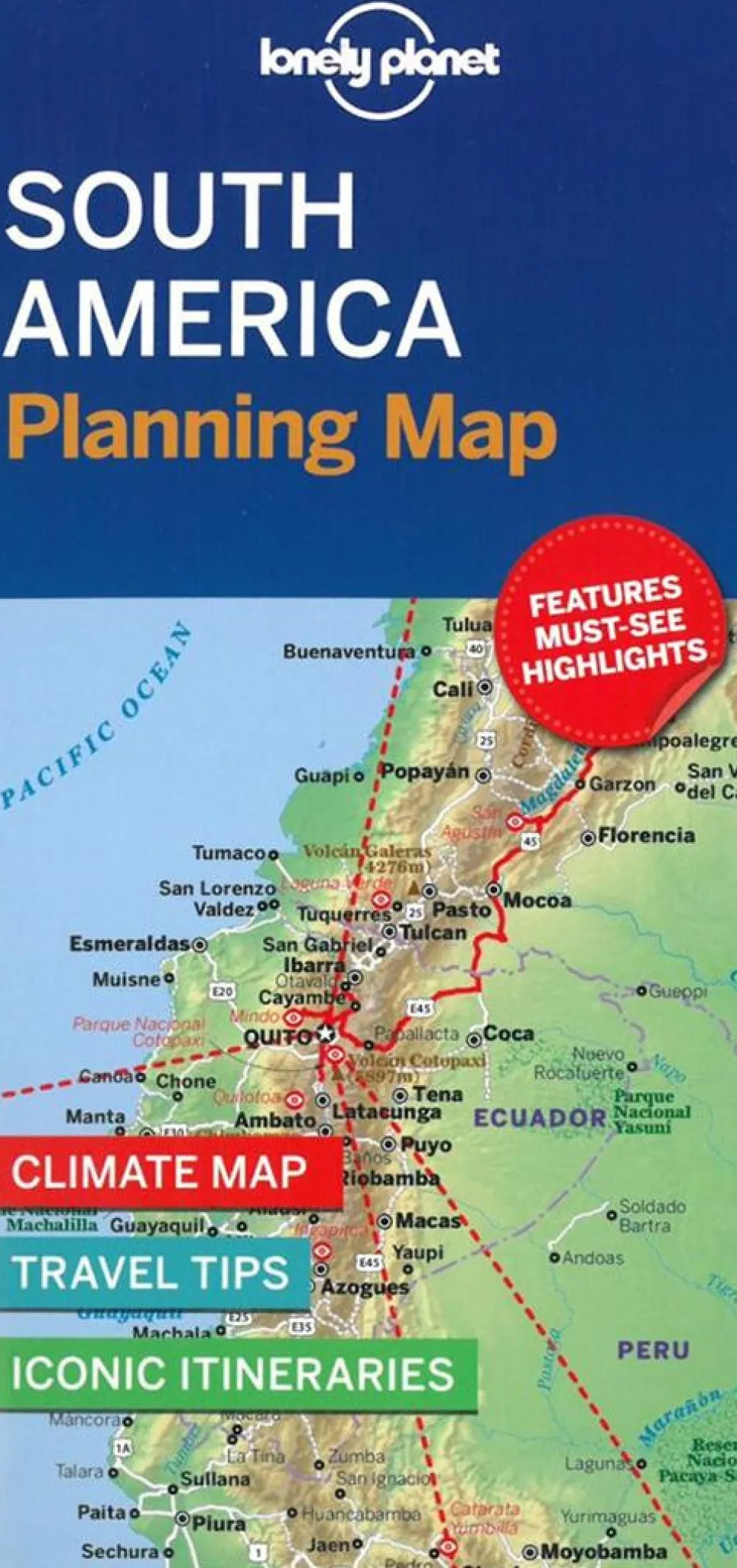 Lonely Planet Planning Map: South America (Falset, Engelsk) af Lonely Planet