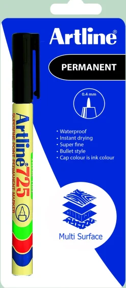 Marker Artline 725 Superfine 0.4 sort 1/Blister (Kontorartikler)