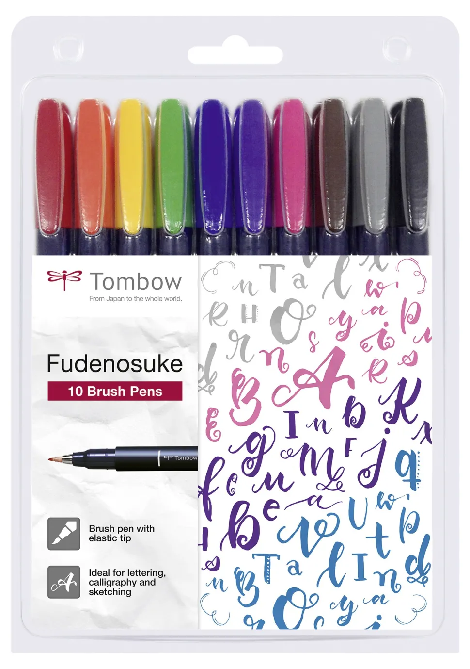 Marker Tombow Fudenosuke hård ass (10) (Kontorartikler)