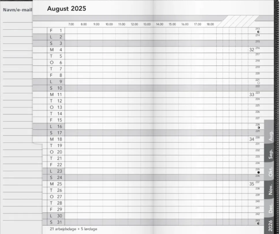 Mayland basic månedskalender sort PP-plast 2025