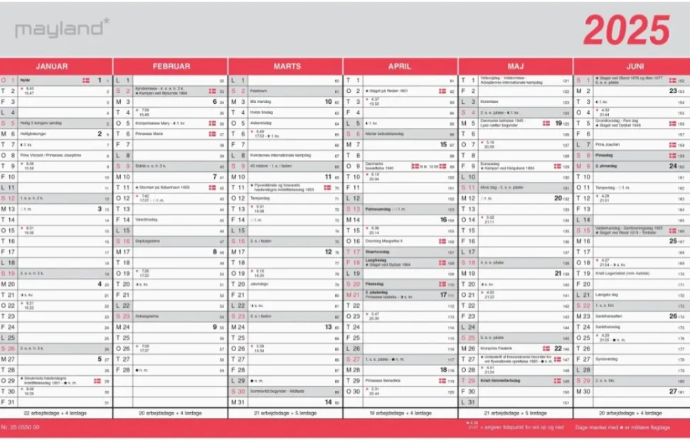 Mayland Kontorkalender - Stor m/flagdage 2025 (Kalender)