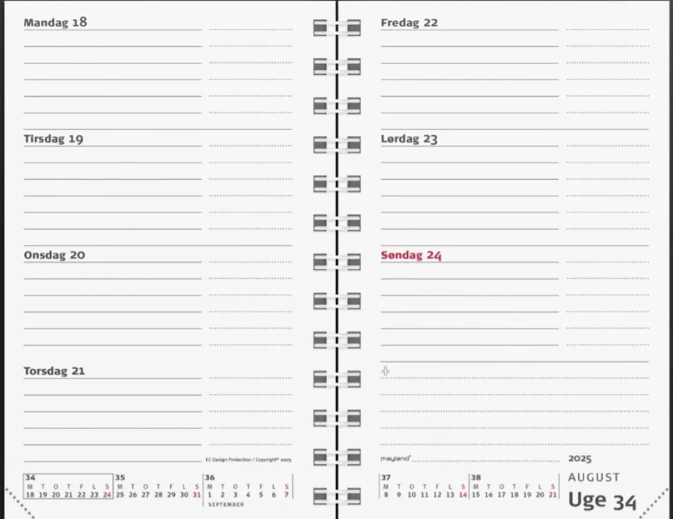 Mayland Mini Planner ugekalender sort vinyl 2025