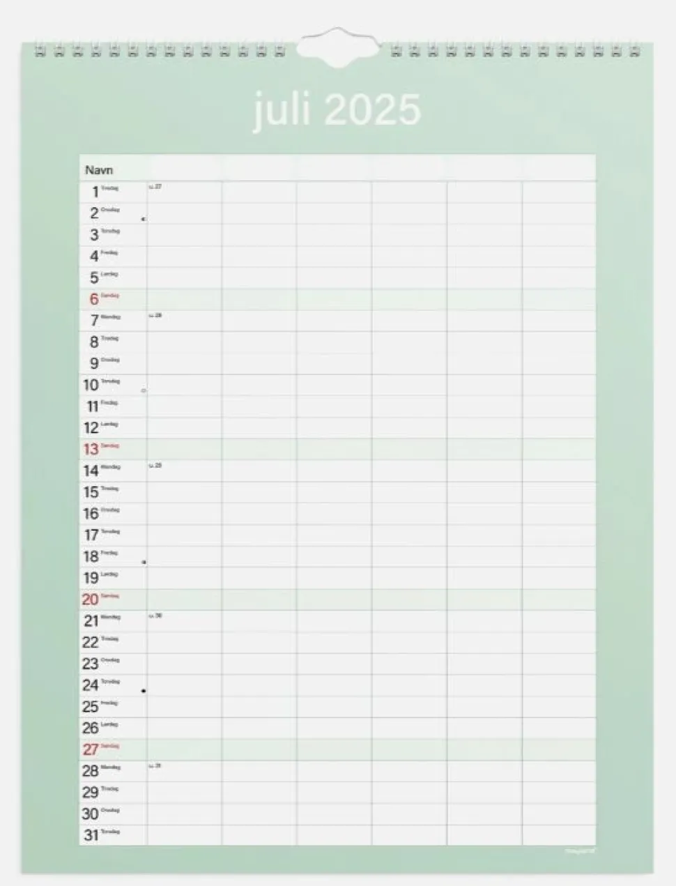 Mayland Studie Familiekalender 2025/2026 - Simply