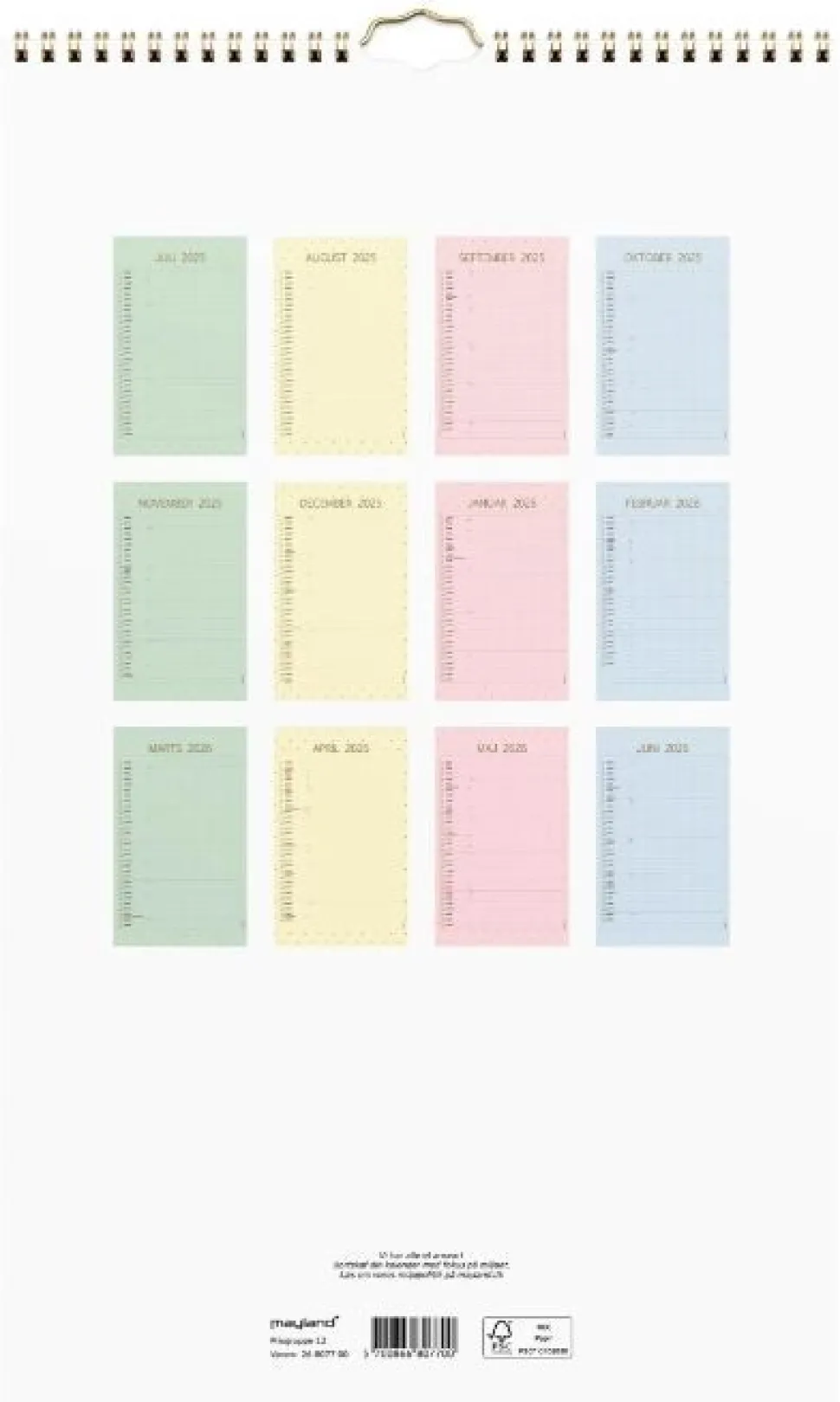 Mayland Studiekalender 2025/26 - Familiekalender - Color