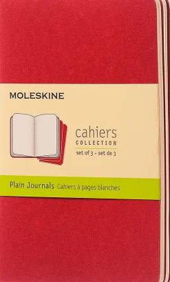Moleskine: Cahier Journals (3 stk.) (Notesbog, Softcover, Journals, Pocket, Cranberry Red, Plain)