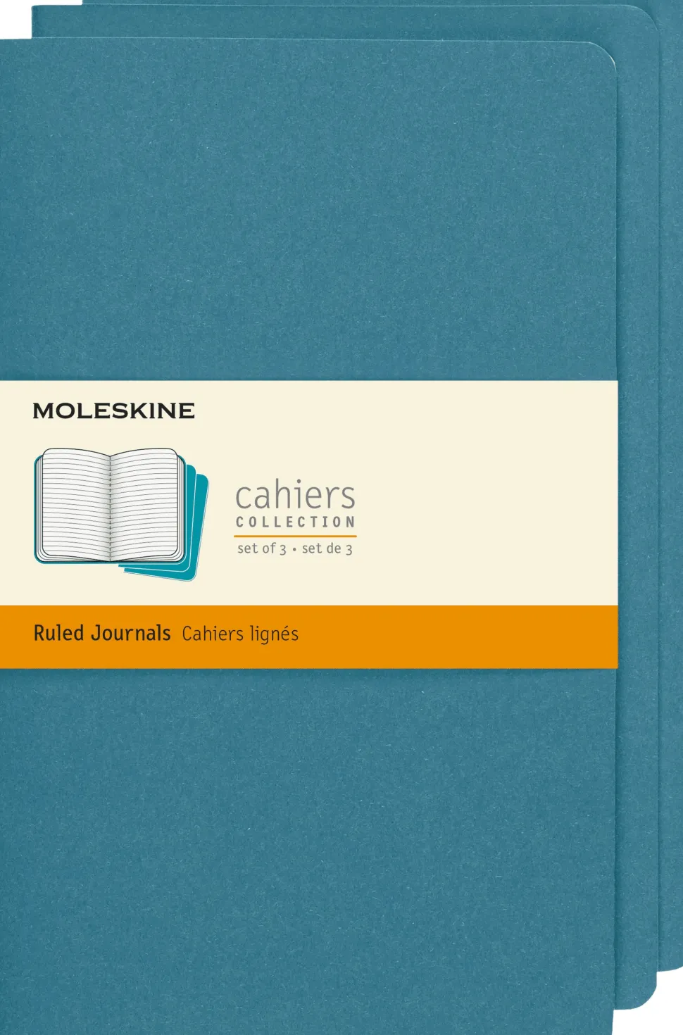 Moleskine: Cahier Journals (3 stk.) (Notesbog, Softcover, Journals, Large, Brisk Blue, Ruled)