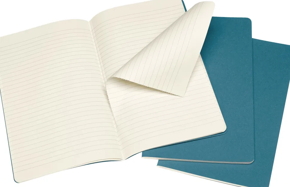 Moleskine: Cahier Journals (3 stk.) (Notesbog, Softcover, Journals, Large, Brisk Blue, Ruled)