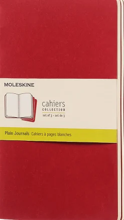 Moleskine: Cahier Journals (3 stk.) (Notesbog, Softcover, Journals, Large, Cranberry Red, Plain)