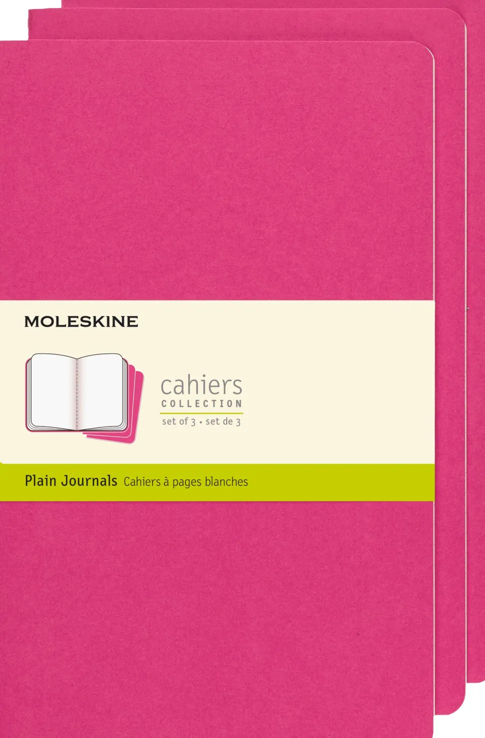 Moleskine: Cahier Journals (3 stk.) (Notesbog, Softcover, Journals, Large, Kinetic Pink, Plain)