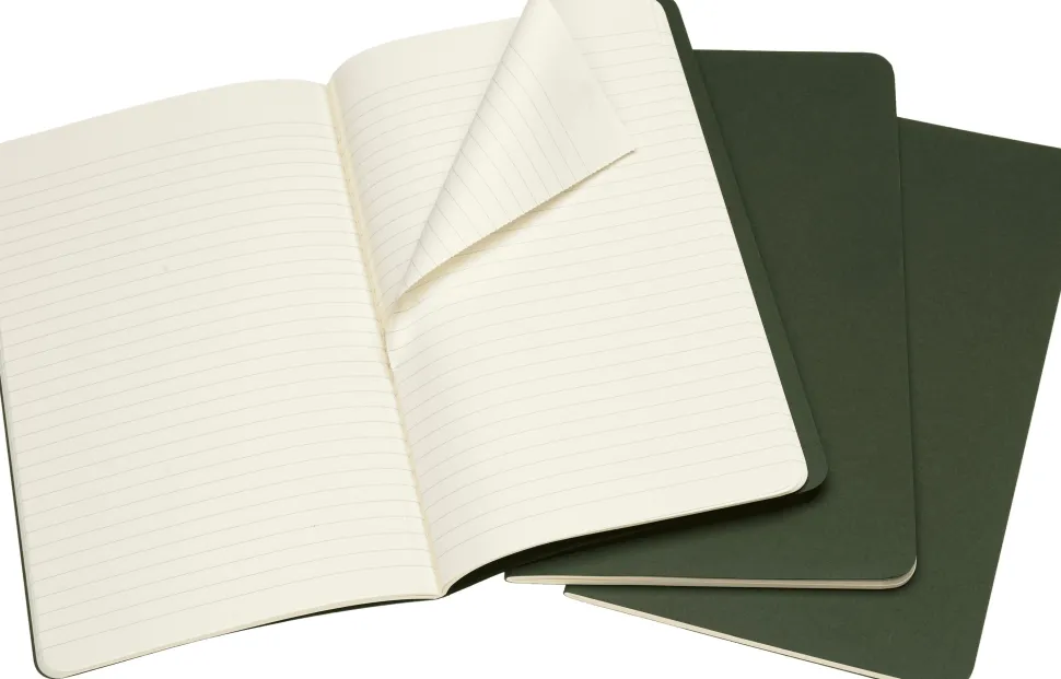 Moleskine: Cahier Journals (3 stk.) (Notesbog, Softcover, Journals, Large, Myrtle Green, Ruled)