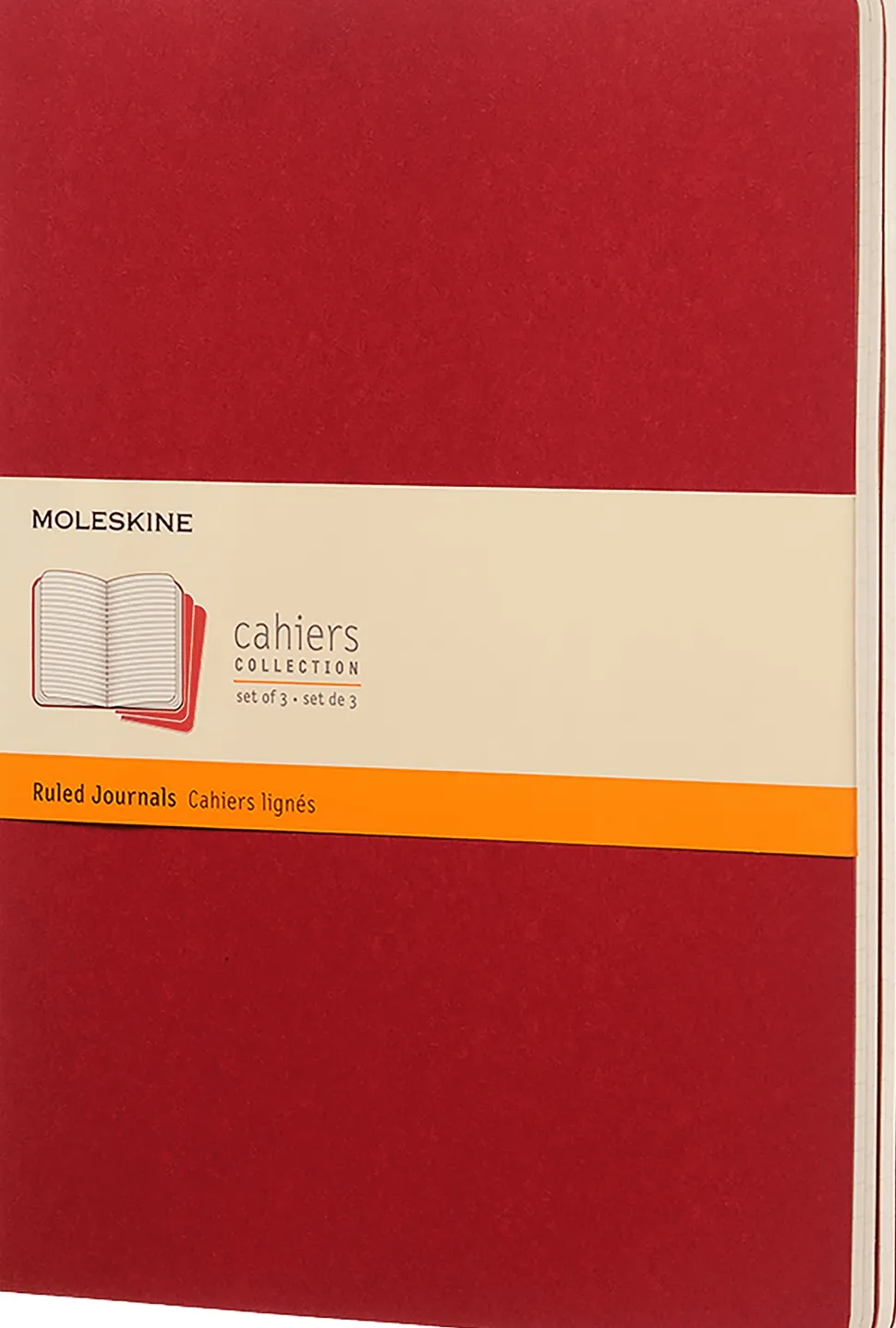Moleskine: Cahier Journals (3 stk.) (Notesbog, Softcover, Journals, XL, Cranberry Red, Ruled)