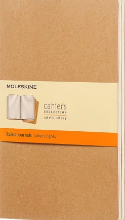 Moleskine: Cahier Journals (3 stk.) (Notesbog, Softcover, Journals, Large, Kraft Brown, Ruled)