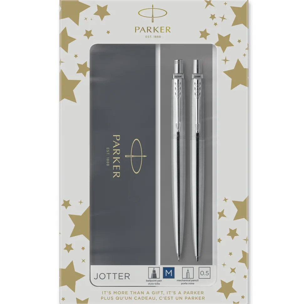 Parker Duosæt Jotter 77% recycled CT kuglepen+stiftblyant sø (Kontorartikler)