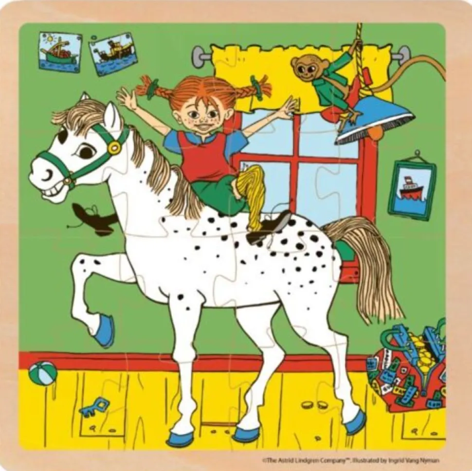 Pippi Langstrømpe - Træpuslespil - På hest (Spil, Dansk)