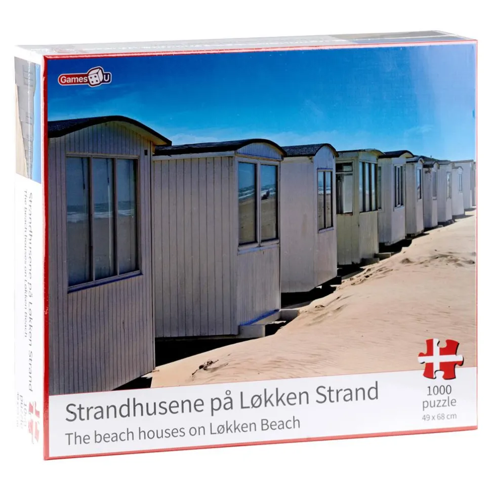 Puslespil med dansk motiv - Strandhusene på Løkken Strand - 1000 brikker (Spil)