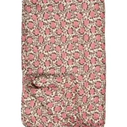 Quilt naturfarvet m/rosa og brunt mønster