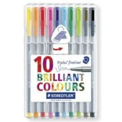 Staedtler Triplus fineliner tusch, stregtykkelse: 0,3 mm, ass. farver, trekantede, 10... (Skriveredskaber)