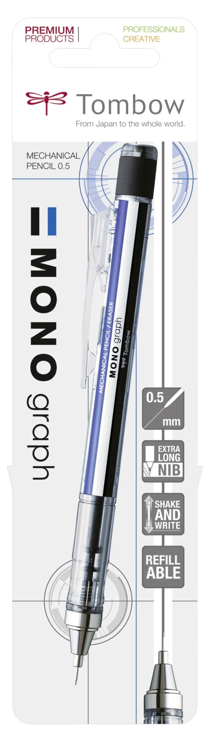 Stiftblyant Tombow MONO graph 0,5 hvid blister (Kontorartikler)