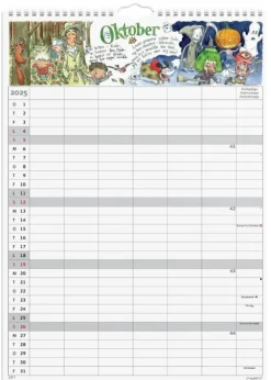 Studie Familiekalender Otto Dickmeiss & Lilja Scherfing A3 2025/26 (Kalender, Spiralryg, Dansk)