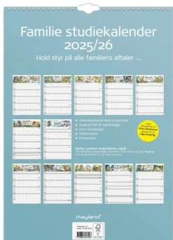 Studie Familiekalender Otto Dickmeiss & Lilja Scherfing A3 2025/26 (Kalender, Spiralryg, Dansk)