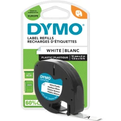Tape LetraTag plastic 12mmx4m white