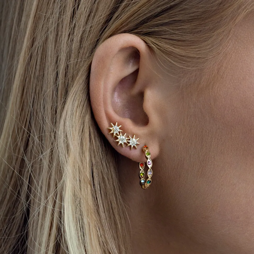 Timi of Sweden: Colorful Chrystals Hoop Earrings - Gold (Smykke, Earrings)
