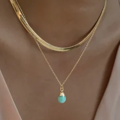 Timi of Sweden: Goddess Necklace, Gold - Amazonite (Smykke, Necklace)