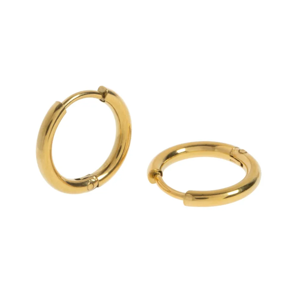 Timi of Sweden: Harper - Hoop 12 mm Earrings Stainless Steel- Gold (Smykke, Earrings)