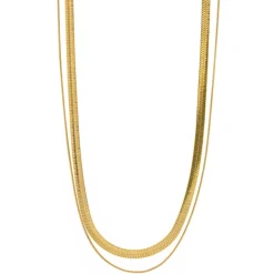 Timi of Sweden: Ivy - Double Snake Chain Necklace Stainless Steel - Gold (Smykke, Necklace)