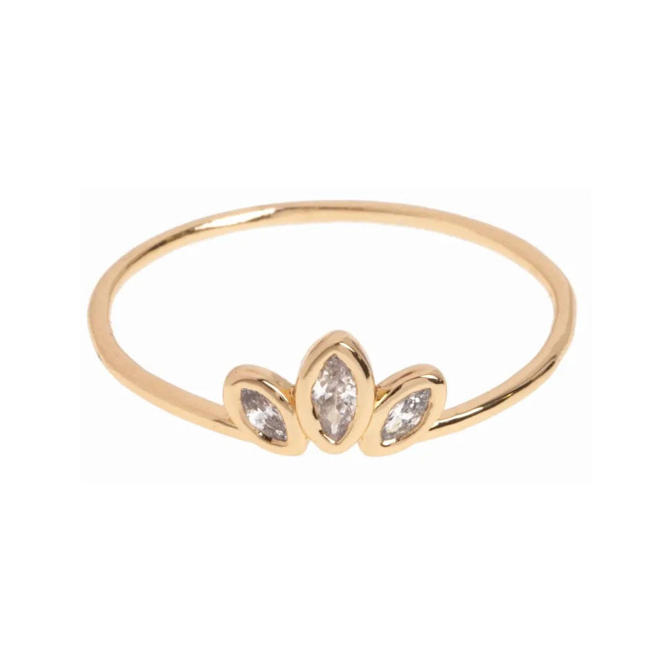Timi of Sweden: Leah - White Crystal Lotus Ring - Gold (Smykke, Rings)